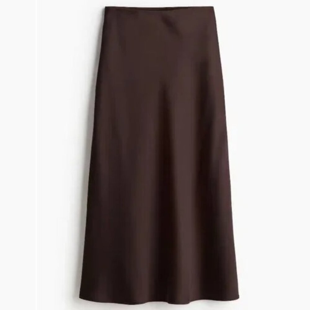 H&M Brown Midi Skirt, XXS